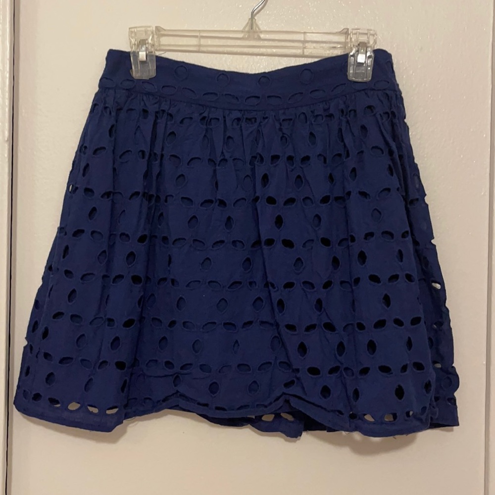 Blue eyelet skirt